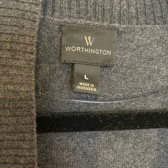 WORTHINGTON. Dark Gray Open Front Cardigan. - Picture 4 of 5